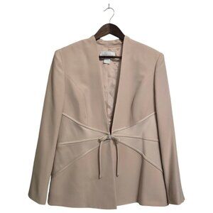 David's Bridal Tan Formal Wedding Satin & Stone Detail Jacket Sz 10